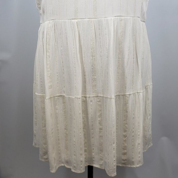 2X Andree by Unit White Sleeveless Dress Summer Tier Metallic Prairie - Picture 5 of 10